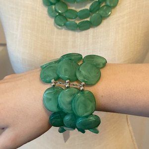 NY&C Multi Layer Light Green Swirl Discs Bracelet